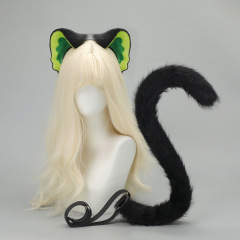 方舟干员小黑猫耳朵尾巴套装小黑猫耳朵兽耳发箍漫展小黑cos道具