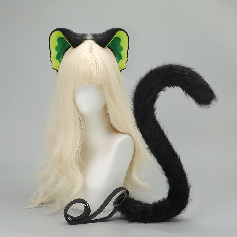 方舟干员小黑猫耳朵尾巴套装小黑猫耳朵兽耳发箍漫展小黑cos道具|undefined