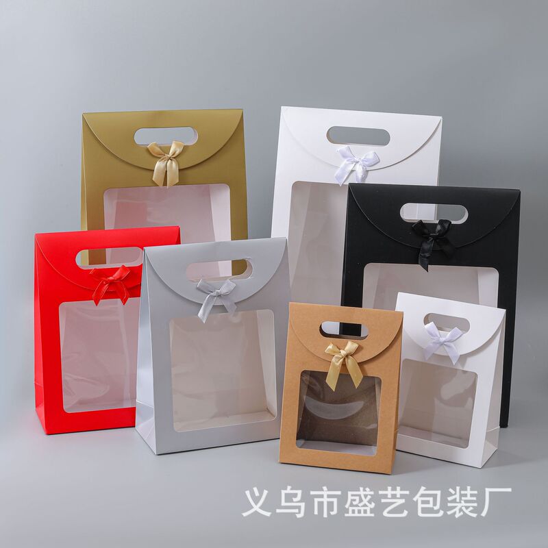 Christmas Window-Opening Bow Flip-Top Tote Bag Window Transparent Ins Style Small Fresh Handbag Gift Bag Christmas Window-Opening Bow Flip-Top Tote Bag Window Transparent Ins Style Small Fresh Handbag Gift Bag