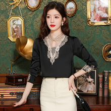 春季新款高级感缎面衬衫女时尚洋气法式别致上衣高端职业女装衬衫