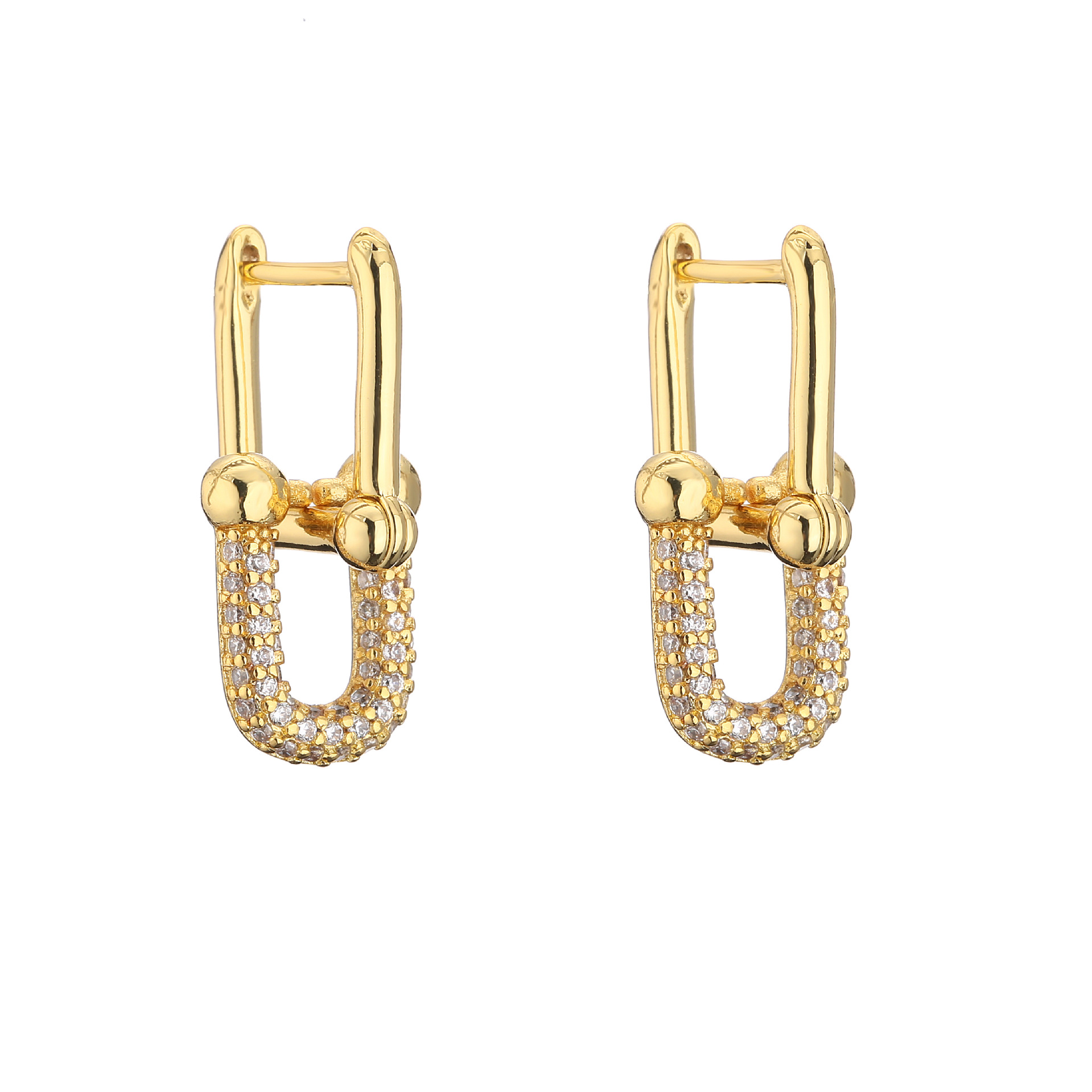 Fashion U Shape Copper Zircon Bracelets Earrings Necklace In Bulk display picture 2