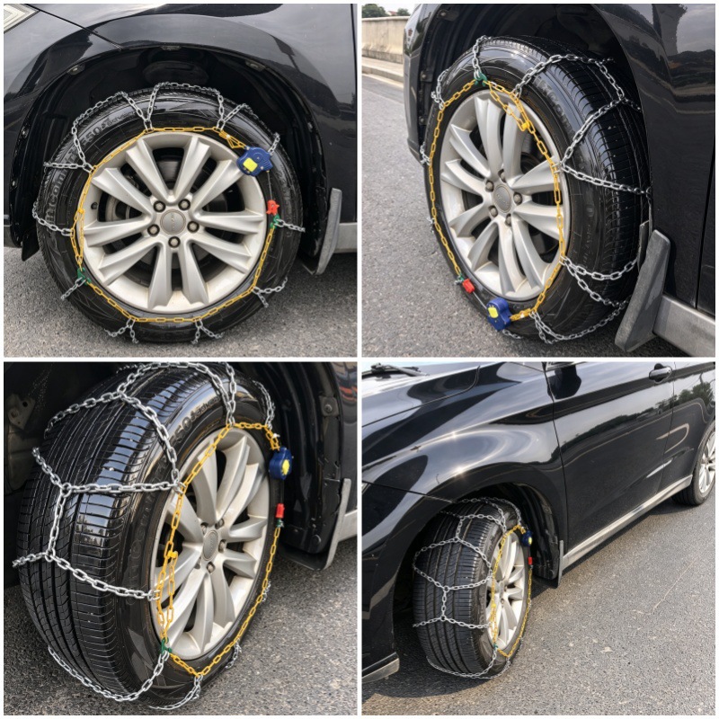 Automatic tightening anti-skid chains for cars, SUVs, sedans, and trucks; thickened iron chains for off-road vehicles in snowy conditions