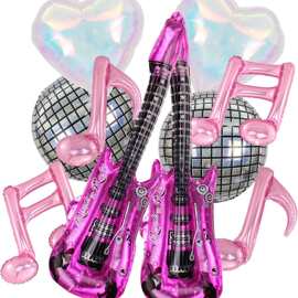 吉他音符disco 4D 气球组合气球套餐生日婚庆派对装饰跨境热卖