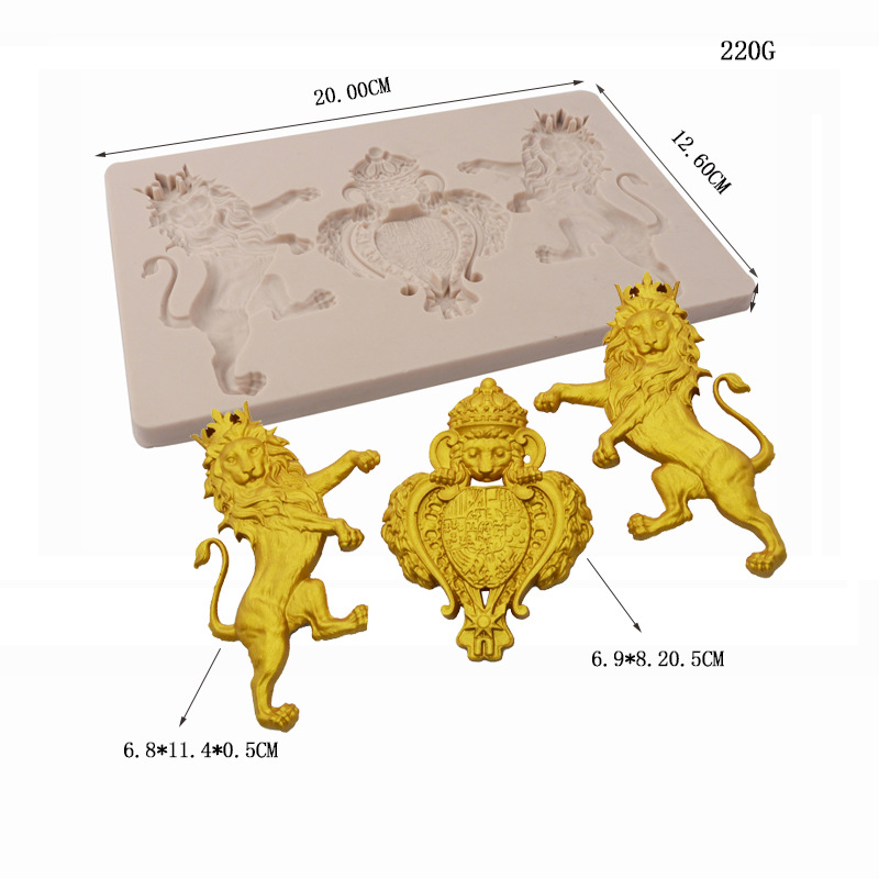 Fondant molde León cobre estatua pastel molde de silicona alivio decoración ritmo seco chocolate herramienta epoxi