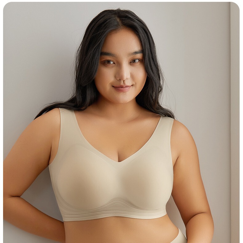 Cross-border fat sister seamless plus size underwear suit summer thin big chest small comfortable wireless sports vest
