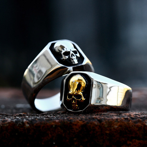 beier foreign trade punk style hip hop skull titanium steel ring manufacturer wholesale new men's stainless steel ring