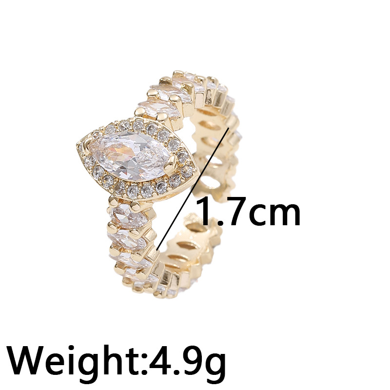 Fashion Horse Eye Copper Plating Zircon Open Ring 1 Piece