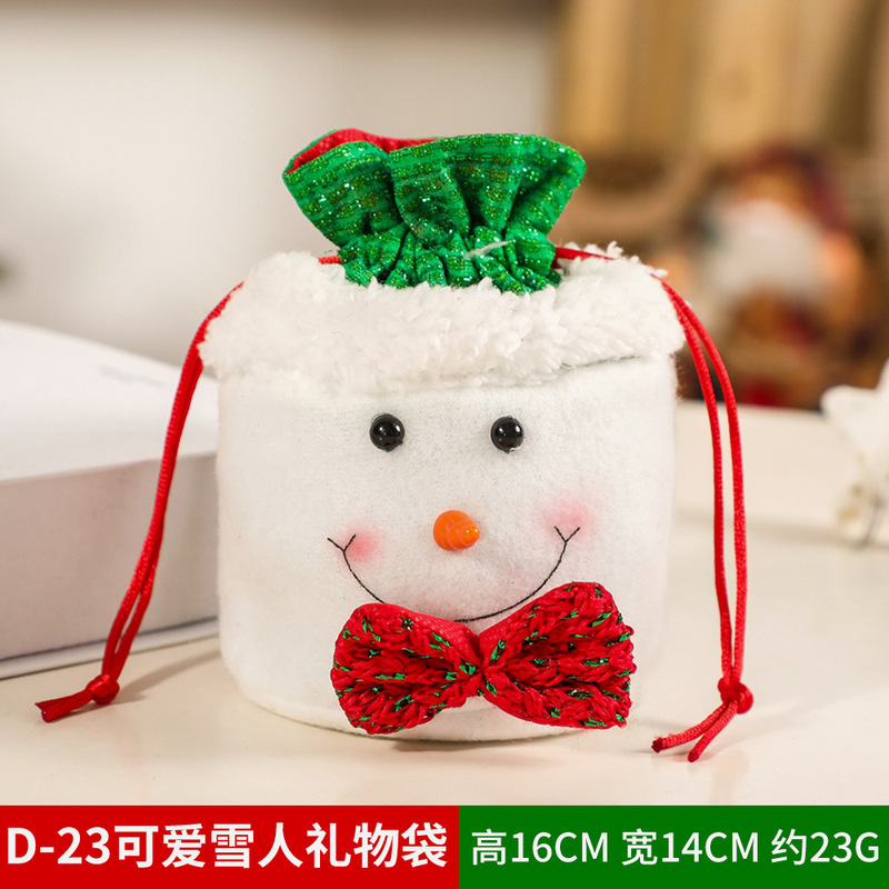クリスマスギフトバッグリンゴバッグクリスマスプレゼントバッグベルベットキャンディー装飾用品老人雪だるま鹿束口|undefined