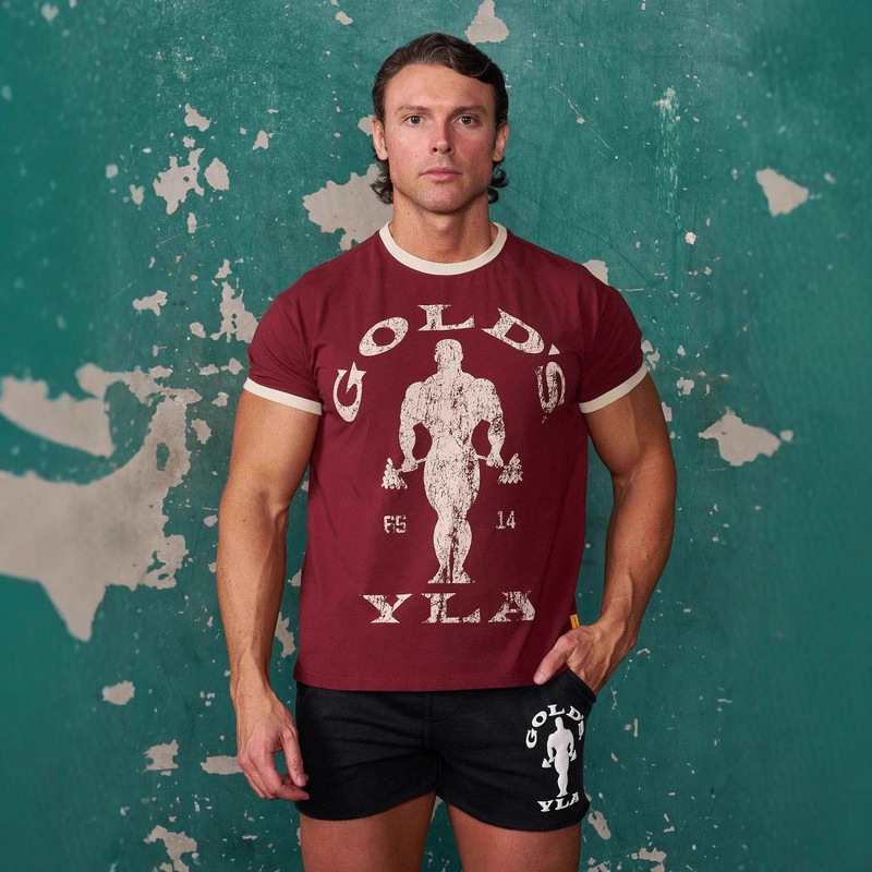 Youngla Co-Branded Gold's New Summer Men's T-Shirt Jogger Sports Fitness Cotton Slim Short-Sleeved