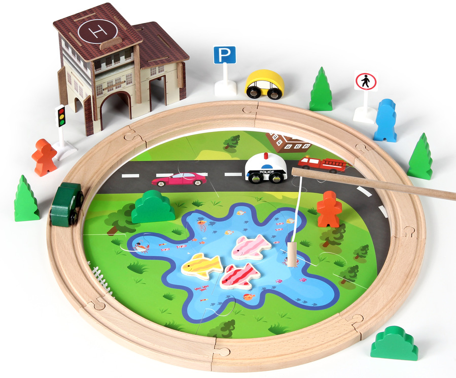 40 pcs 라운드 낚시 트랙 (너도밤 나무) 1