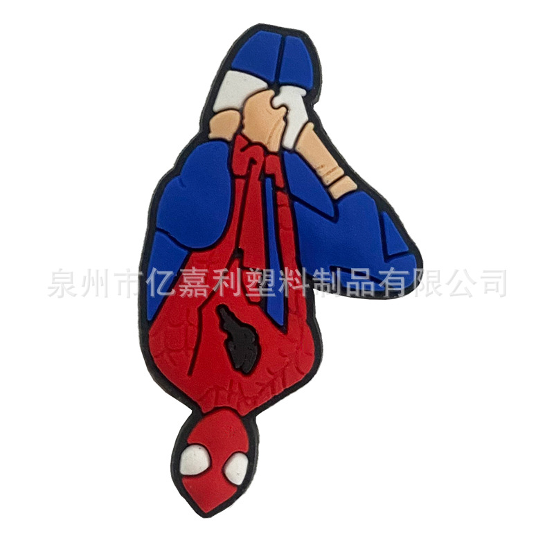 Superhéroe Spider-Man serie Anime agujero zapatos accesorios de jardín zapato flor accesorios de DIY Flor de zapato extraíble