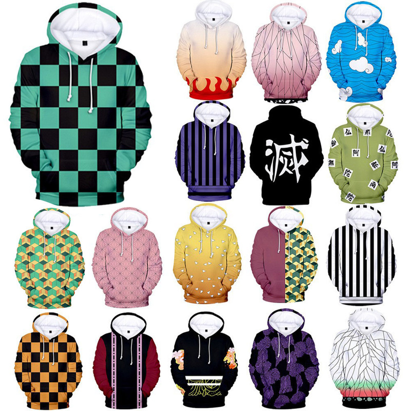 Anime Super Moon Blade Sweatshirt Nezuko Tanjiro Butterfly Shinobu Fukuoka Giyuu Character Adult and Children's Clothing