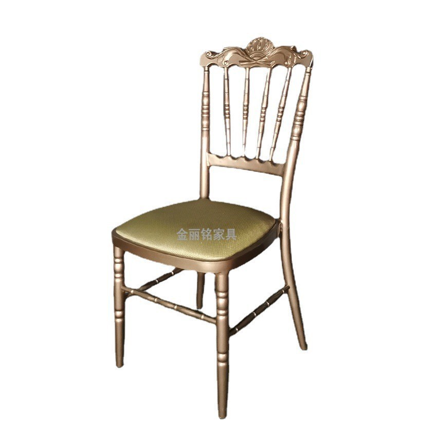 Fábrica al por mayor Silla de bambú boda Hotel metal silla trasera Europea al aire libre boda silla restaurante Silla de comedor