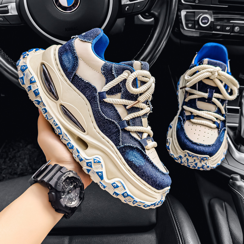 Men's Shoes Autumn Live Fashion Brand High-End Casual Sports Shoes Student Versatile Thick-Soled Height-Increasing Trendy Dad Shoes