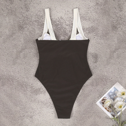 Women's European and American-style color-blocked, trendy, modest belly-covering bikini beach swimwear