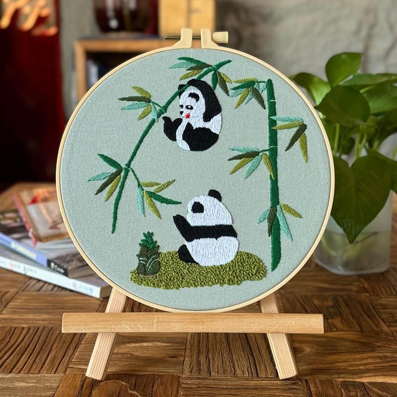 Lu bordado panda gigante bordado diy material de bordado manual Bao Guofeng bordado ramo tridimensional inglés simple cuelgue pintura