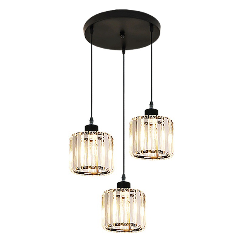 Restaurante nórdico lámpara de araña comedor mesa de estudio Bar de tres cabezas simple luz moderna lámpara colgante de cristal creativo de lujo