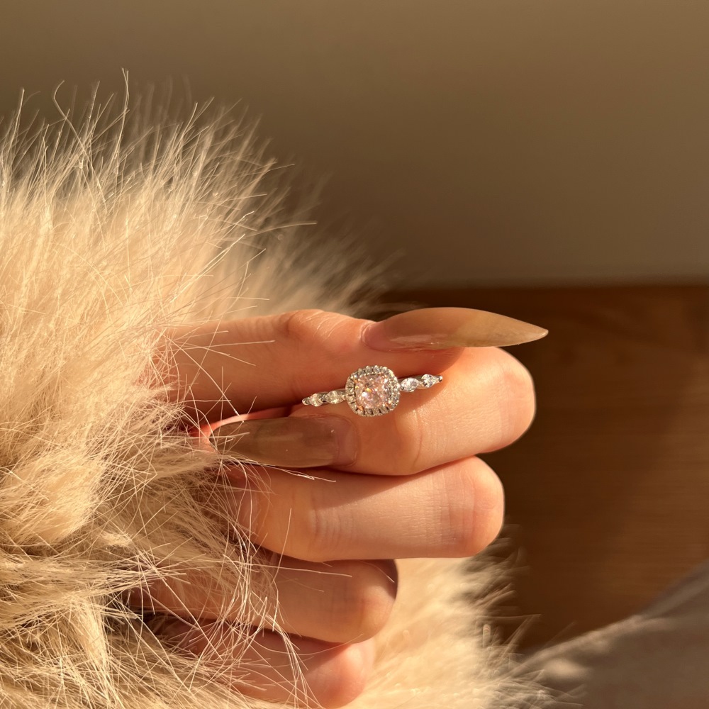 New Cube Sugar Layered Silver Ring Women - 7
