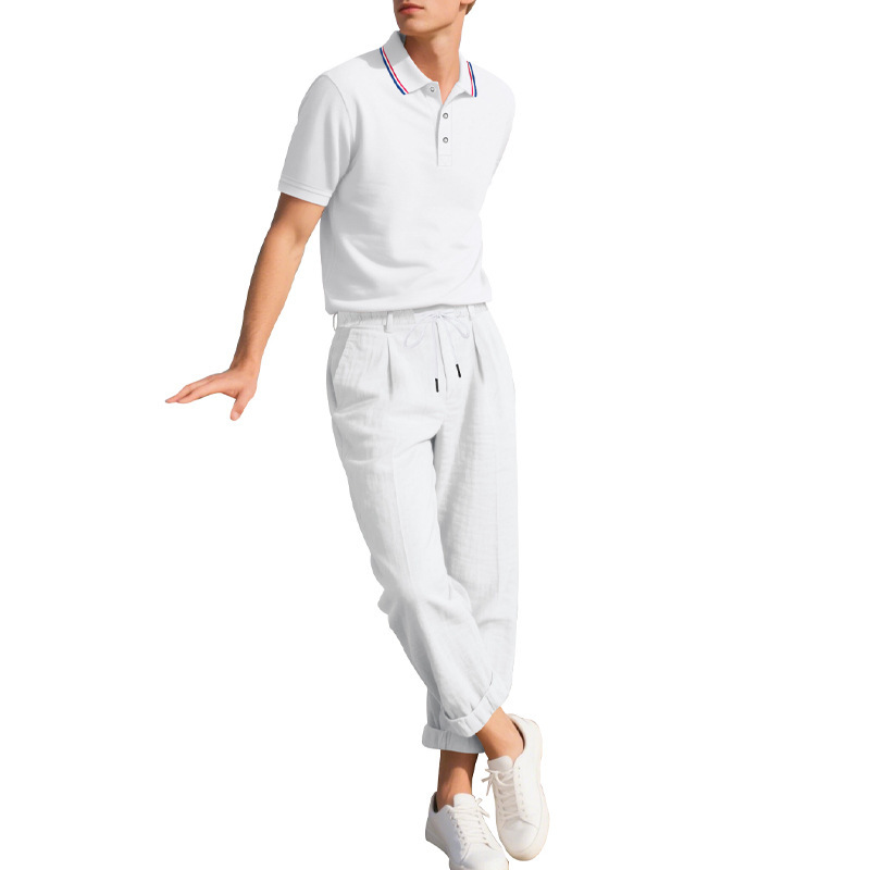 Men's Clothing Men's Business Casual Suit Summer Simple Shirt Short Sleeved Linen Trousers For Formal & Casual_viptrois.com