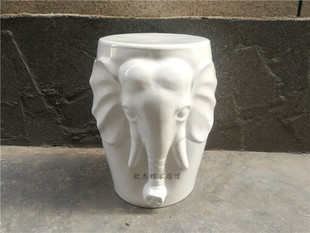 Elephant Ceramic Drum Stool Decorative Ornaments Sitting Pier European Style Living Room Sofa Side Cups Creative Dressing Round Stool