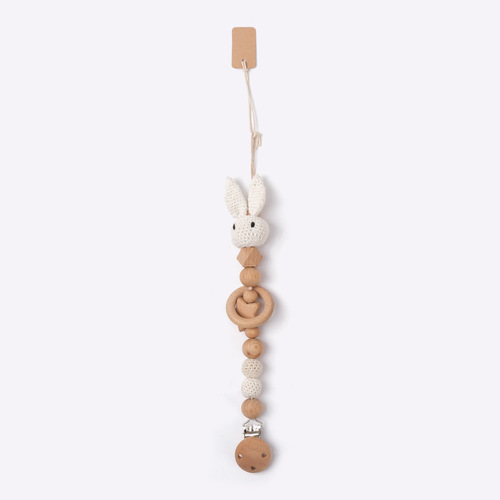 Foreign trade baby pacifier chain handmade crochet rabbit pacifier chain baby molar teether pacifier clip pacifier chain