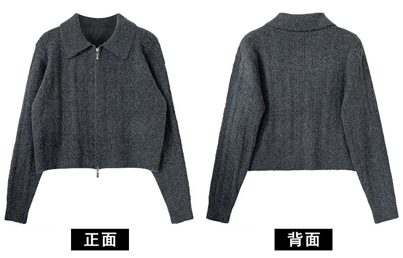 针织翻领套装正反面