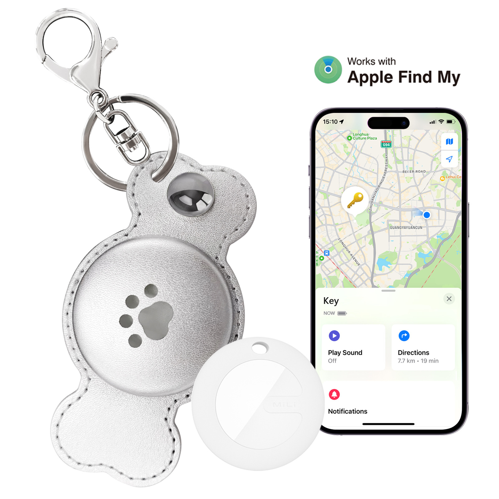 Collar para Perro con Localizador Antipérdida, con Localizador Autorizado por Apple para Rastrear Perros, Producto Premium de Amazon para Uso en Automóviles.