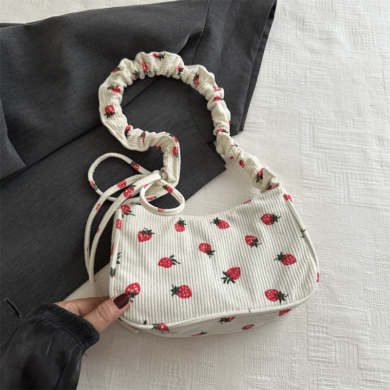 Bagos de fresas lindos para mujeres 2024 nueva moda coreana bolsas de brazo de moda red red velcro bolsas de hombro image 7