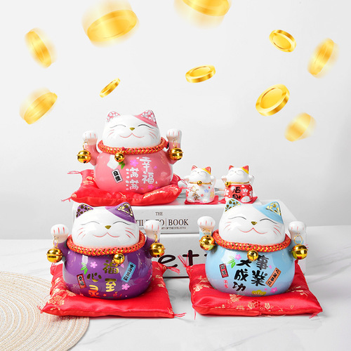 Lucky Cat Ceramic Piggy Bank Ornaments Creative Ornaments Lucky Cat Ceramic Piggy Bank Store Opening Gifts