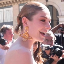 2025新款走秀款复古土星耳环大耳圈耳饰耳钉抽象夸张磨砂耳坠