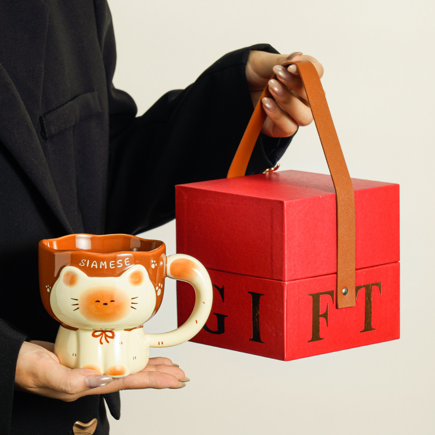 Taza de gato Siamese, taza de marca de nicho, taza de agua, taza de desayuno de café doméstico de alto valor para mujeres