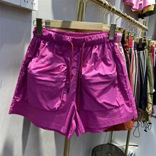 25大码300斤欧货时尚女装立体口袋显工装短裤休闲A字热裤玫红色