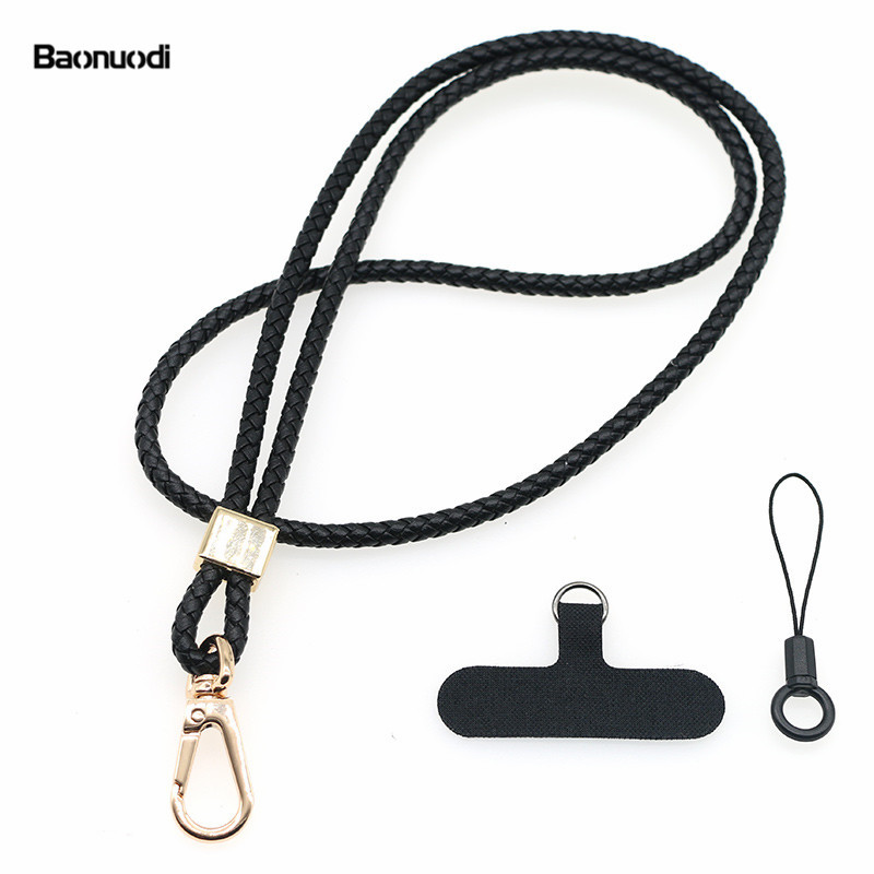 5MM de piel de oveja tejida junta de cordón de teléfono móvil de piel de vaca clip de teléfono móvil correa de la Cámara cuerda anti-perdido crossbody cuello cuerda