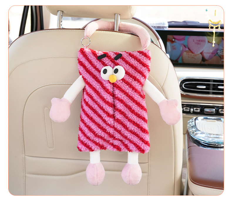 Cute Little Monster Car Tissue Box, Multifunctional Hanging Tissue Box for Cars, Creative Cartoon Car Tissue Hanging Bag