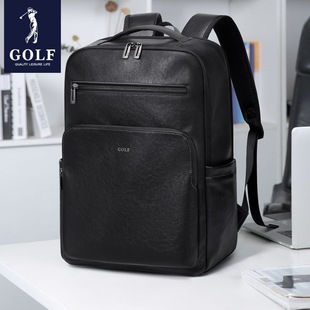 Golf Backpack Men's Leather Business Travel Backpack 16inch Computer Bag Water-Repellent Business Travel Commuting School Bag