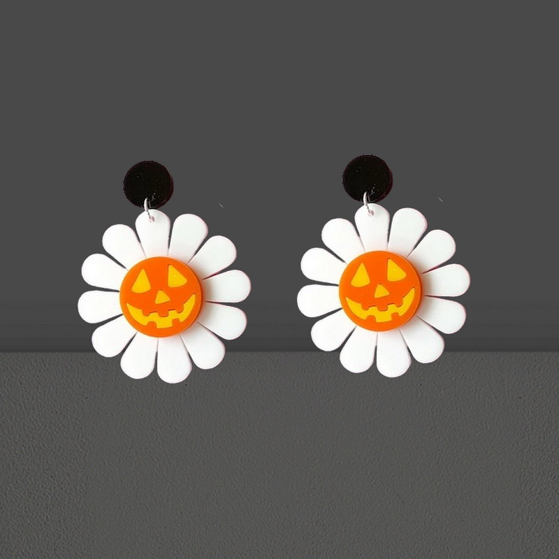 13g Weight Drop Earrings Classification 1 Pair Quantity 1 Pair IG Style Funny Pumpkin Flower Arylic Drop Earrings