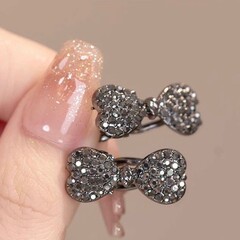 小さなラインストーンリボンサイドカモノハシクリップクリスタルヘアピンハイエンド額ヘアピンミニ前髪クリップ