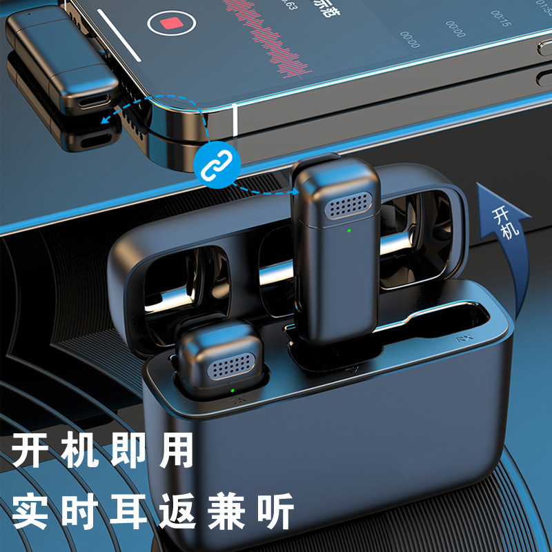 Nuevo micrófono inalámbrico de solapa con estuche de carga con pantalla digital para grabación de video en vivo, micrófono ligero, compacto y con reducción de ruido