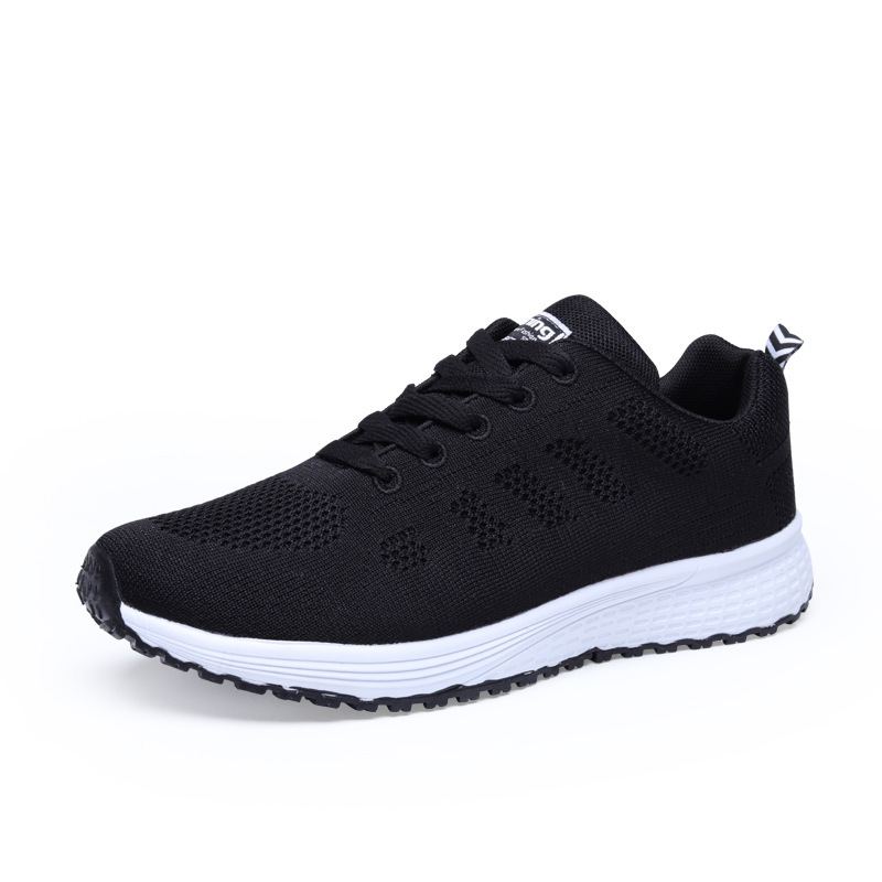 Cross-Border Fly Knit Sports Shoes for Women Breathable Mesh Casual Flat Bottom Lightweight Running Black Travel Shoes Small White Shoes Cross-Border Fly Knit Sports Shoes for Women Breathable Mesh Casual Flat Bottom Lightweight Running Black Travel Shoes Small White Shoes