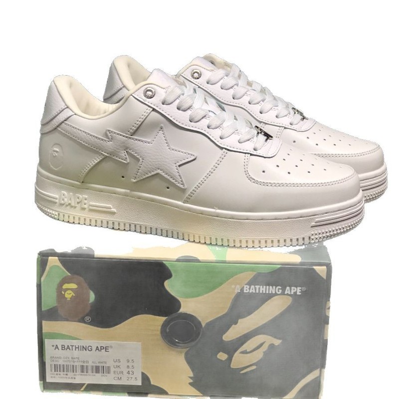 Bape Sta猿人頭空軍連名漫威白黒パンダの漆皮の厚い底が高くなりました。|undefined