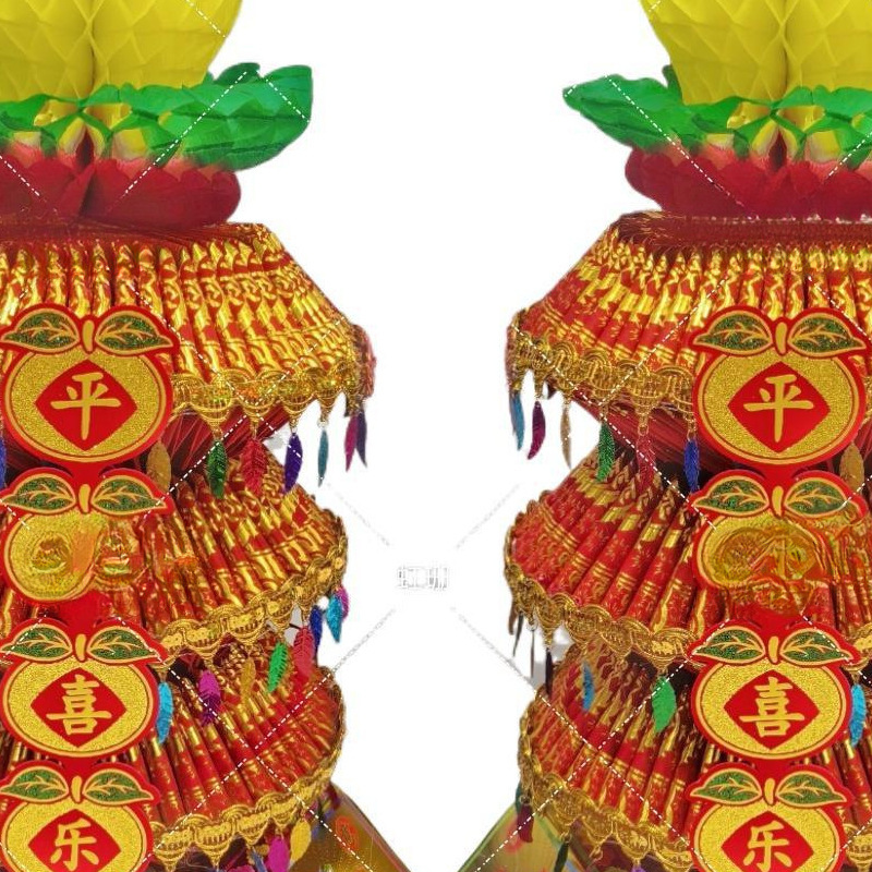 潮汕中秋折塔新款红桃粿材料包一对送教程拜月娘习俗用品折纸|undefined