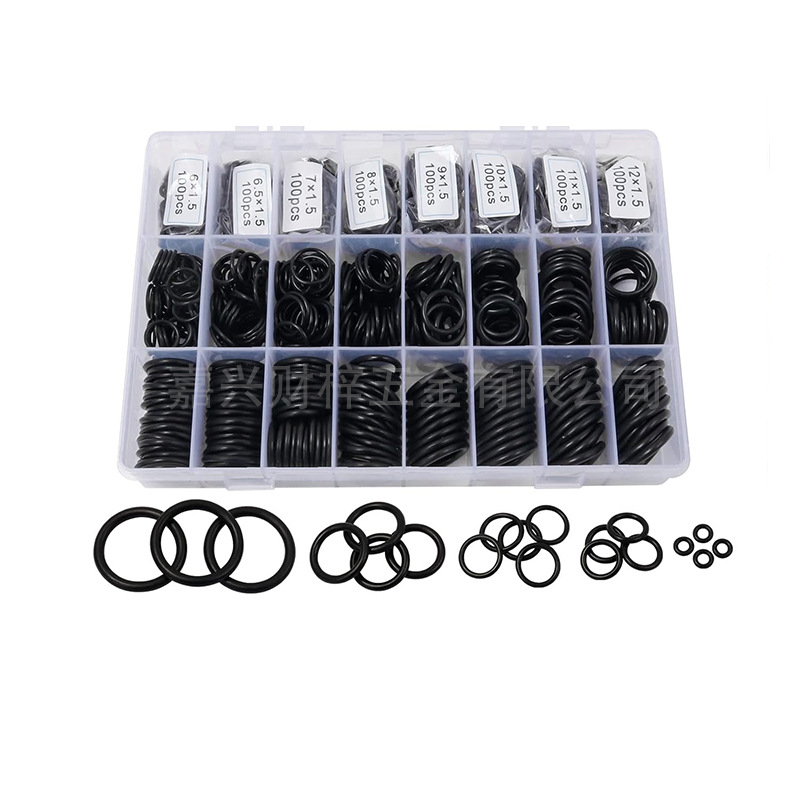 跨境亚马逊1200PCS 盒装黑丁腈胶O型圈组合用于高压清洗机水龙头