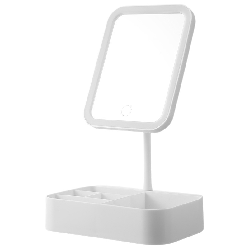 Espejo de maquillaje LED con lámpara de escritorio con fuente de luz tricolor de almacenamiento espejo de relleno de luz espejo de belleza de alta definición dormitorio estudiantil