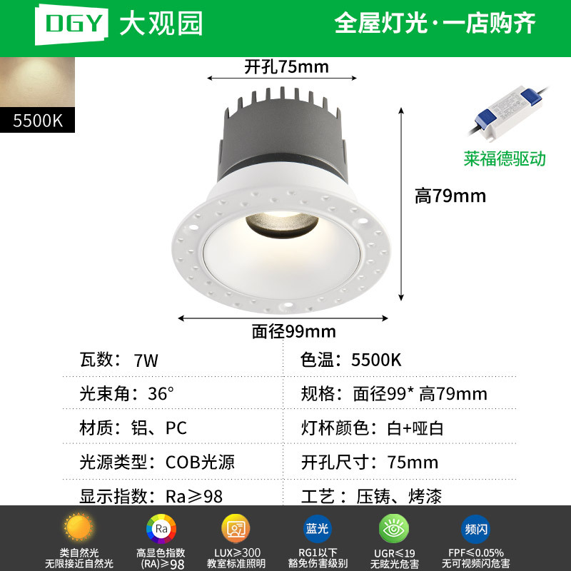 Grand View Garden ultra delgada sin bordes incrustados anti-deslumbrantes de espectro completo luz suave LED sala de estar doméstica sin lámpara principal 495L image 56