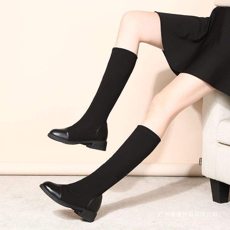 Low-Heeled Fish-Mouth Boots, Versatile and Slimming, New Cloth Sandals, Slim-Leg Mid-Calf Boots, Over-The-Knee Boots, Spring and Autumn New Single Boots