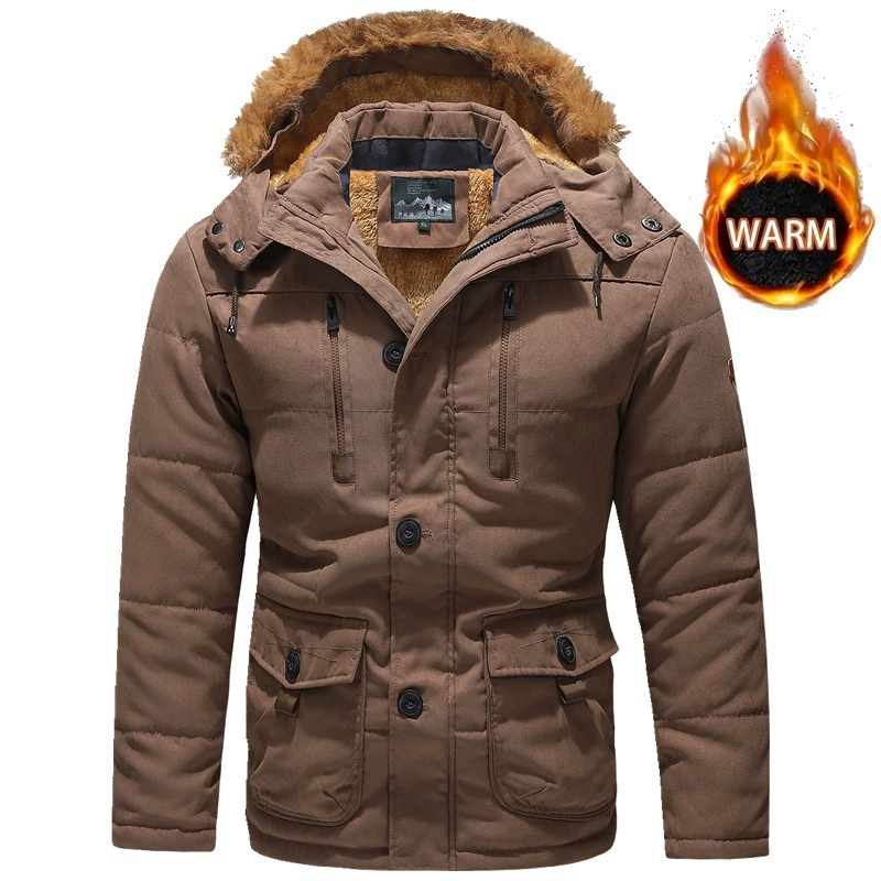 Открытый мужчины осень и зима мужская толстая хлопчатобумажная одежда большого размера