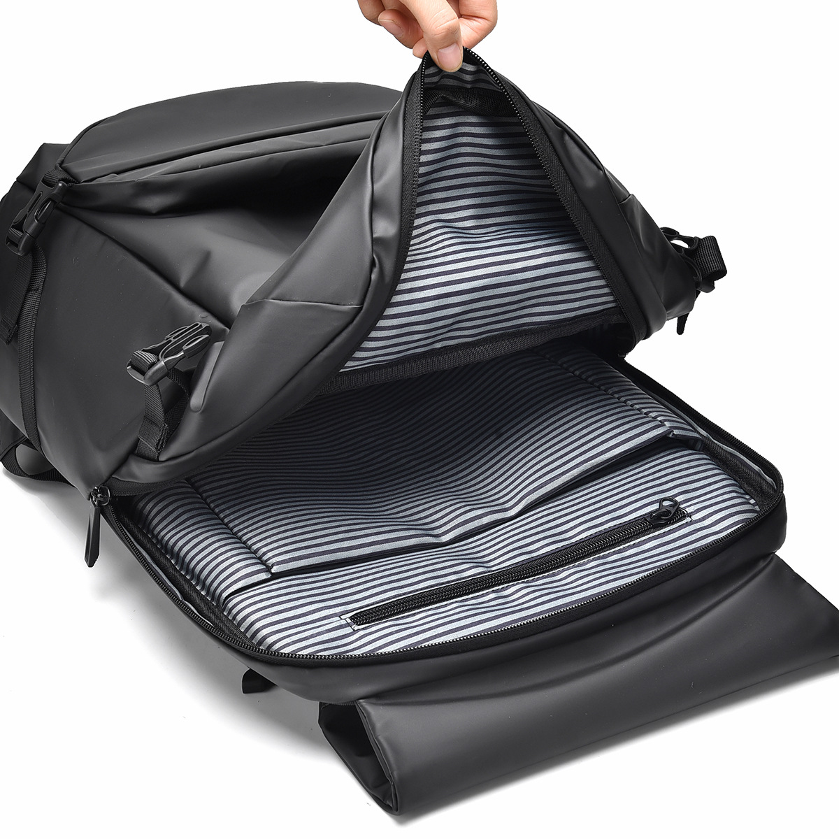 2024 nueva mochila de película de cuero para hombre, mochila de viaje de gran capacidad para negocios, mochila de viaje, mochila escolar ligera al por mayor