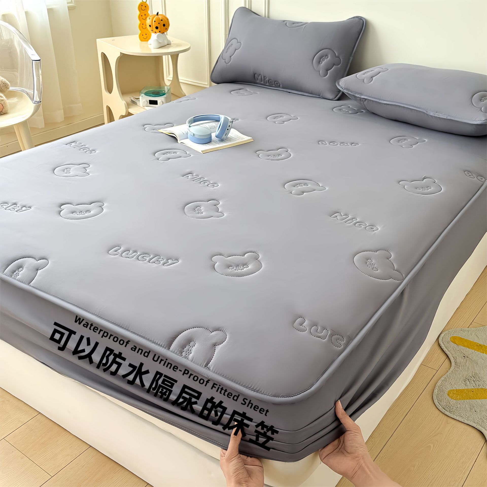 Todo incluido Cama de diafragma impermeable clase A Casa de algodón puro grado madre y bebé dormir desnudo máscara de cama de algodón antibacteriano cubierta de colchón una sola pieza