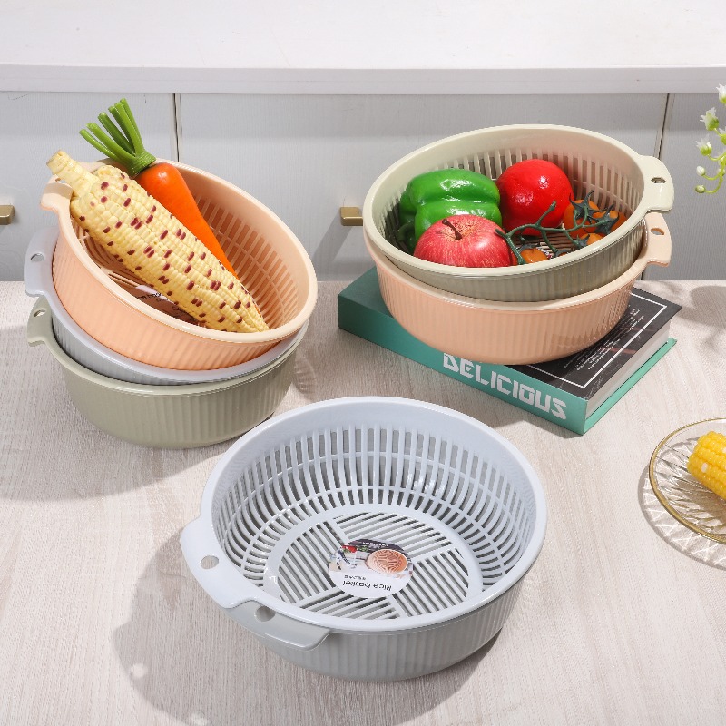 双层沥水筛多功能家用塑料洗菜篮水果清洗盆沥水篮子筛子菜筛厨房