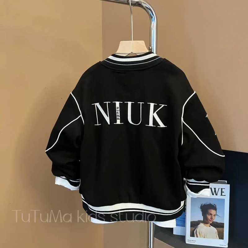 어린이 옷 소년 봄과 가을 코트 새로운 스타일 중대형 어린이 유행 잘 생긴 봄 옷 소년 캐주얼 야구 옷